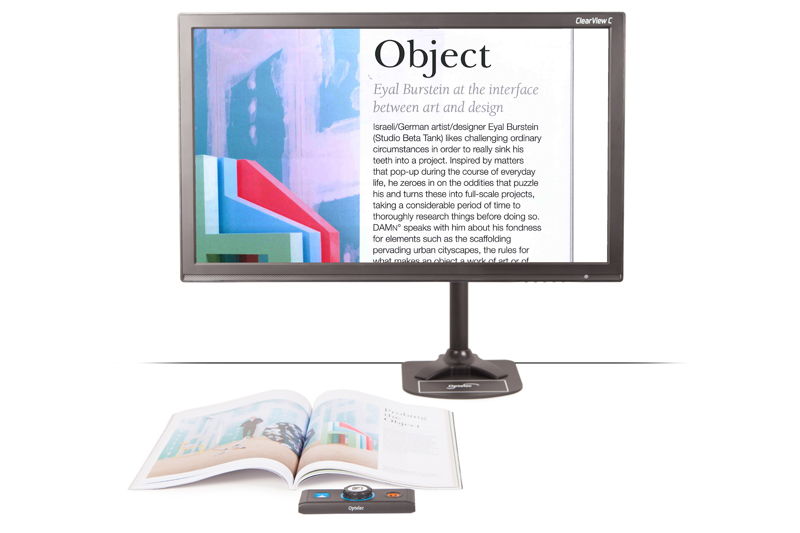 The ClearView C Flex Desktop video magnifier. ETLB can provide training on this product.