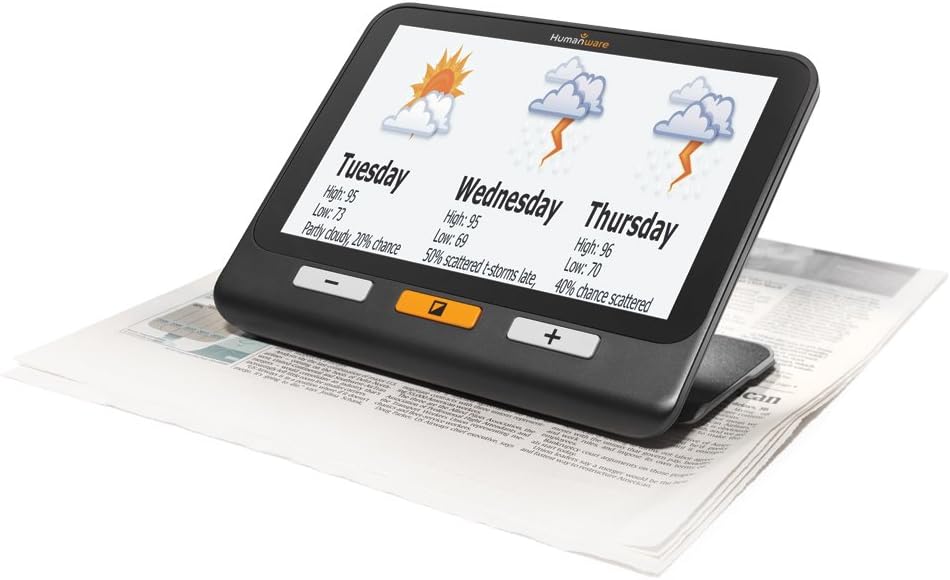 The Explore 8 handheld electronic magnifier. ETLB can provide training on this product.