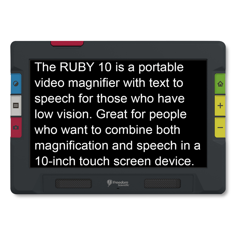 The Ruby 10 handheld electronic magnifier. ETLB can provide training on this product.